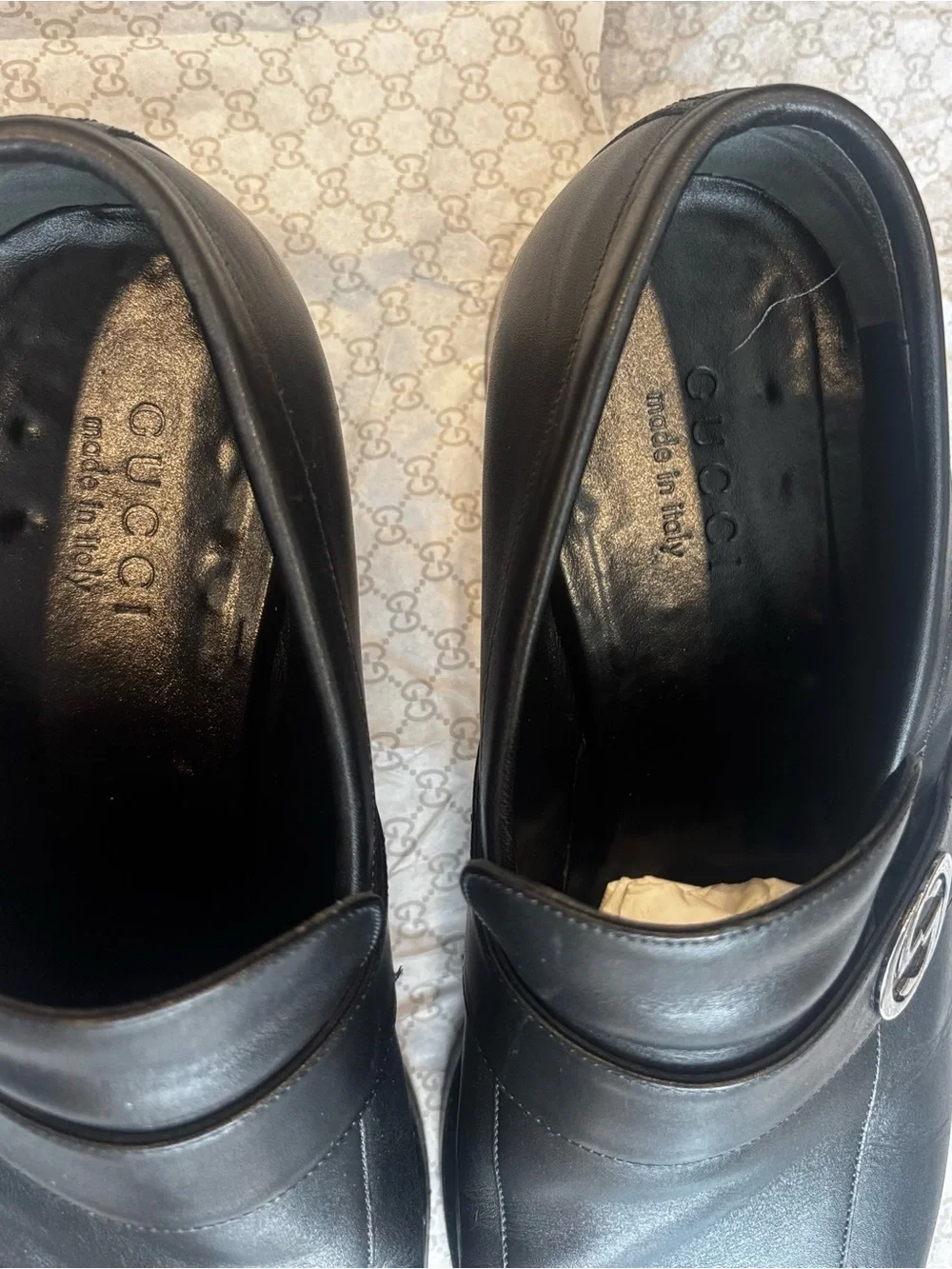 Gucci mens dress black dress shoe size 10 Authentic